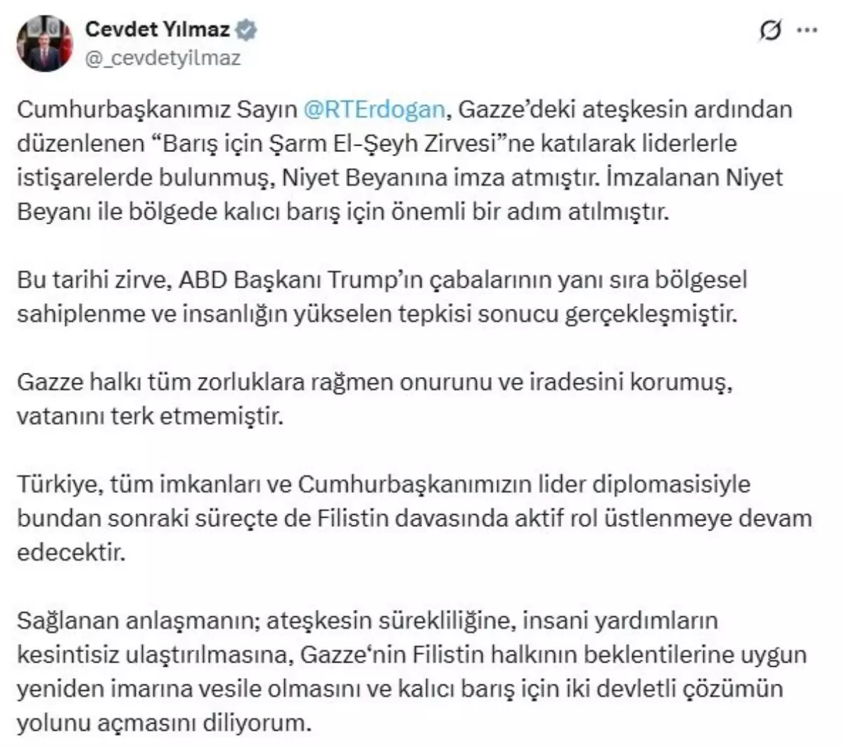 cevdet yilmaz turkiye filistin davasinda aktif rol ustlenecek PAgmdvQc.jpg